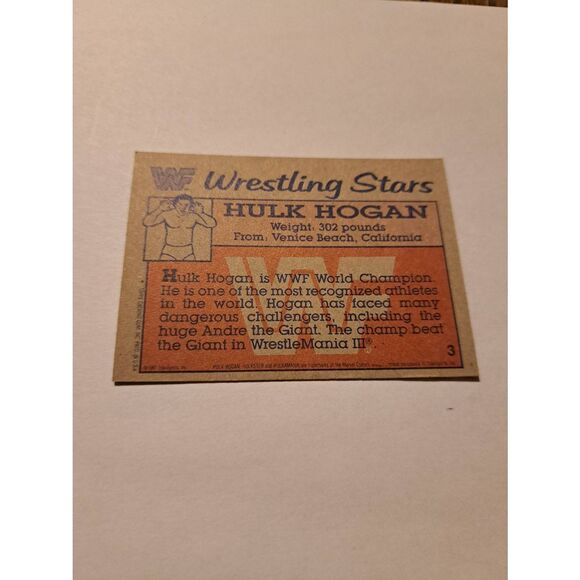 1987 Topps WWF Hulk Hogan Trading Card #3 Error Undated Back Vintage - Picture 3 of 3